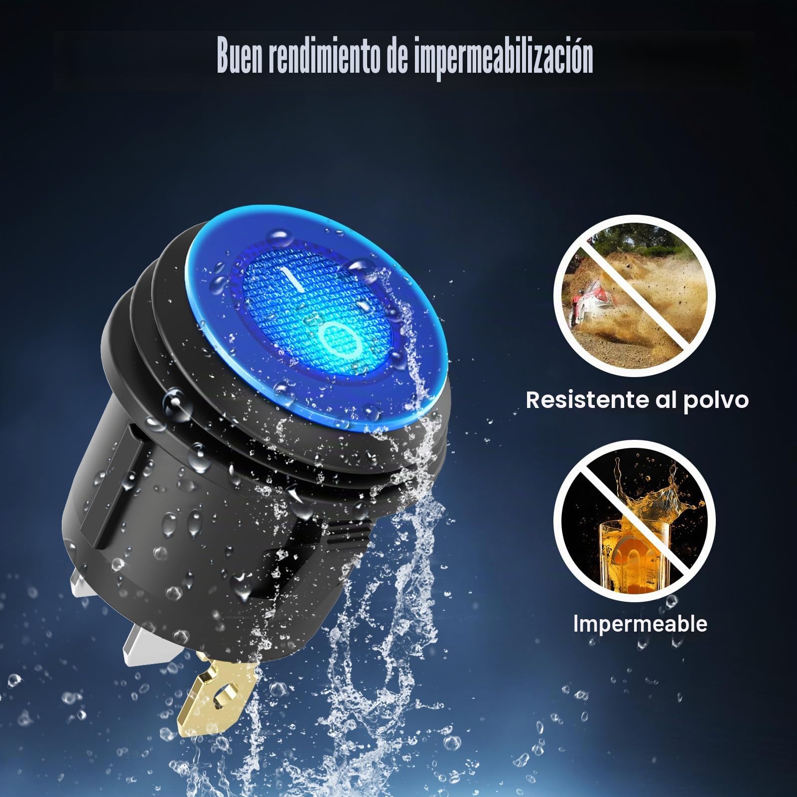 12V 24V 5 pandilla Interruptor Rocker ON OFF Panel de aluminio pre-cableado Impermeable con cargador coche triple puertos USB 78W, Voltmetro digital led y enchufador de cigarillos para coche barco