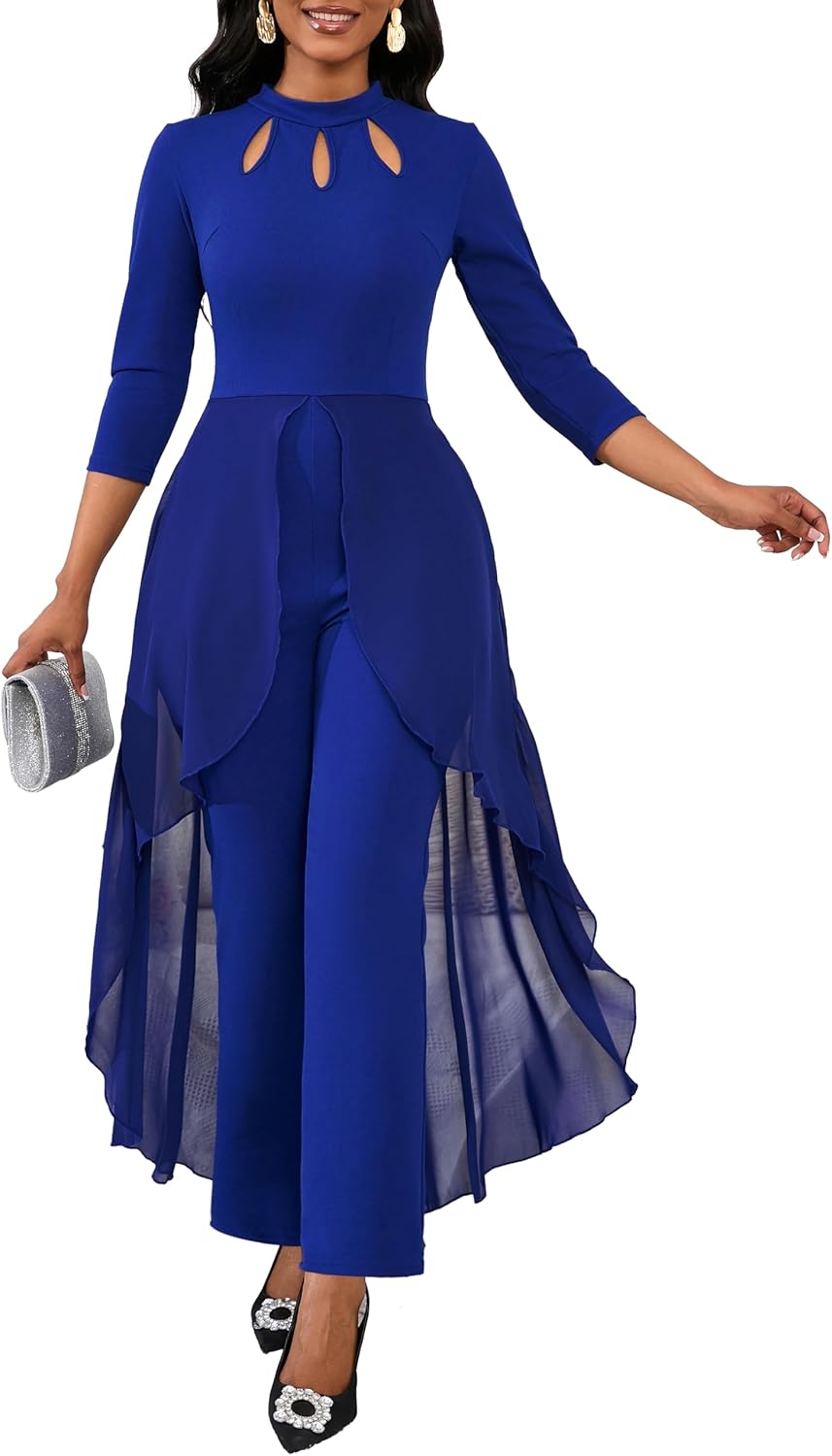 Jumpsuits for Women Dressy Hight Waist One Piece Casual Straight Long Pants Wide Leg Pants Elegant Jumpsuit Romper