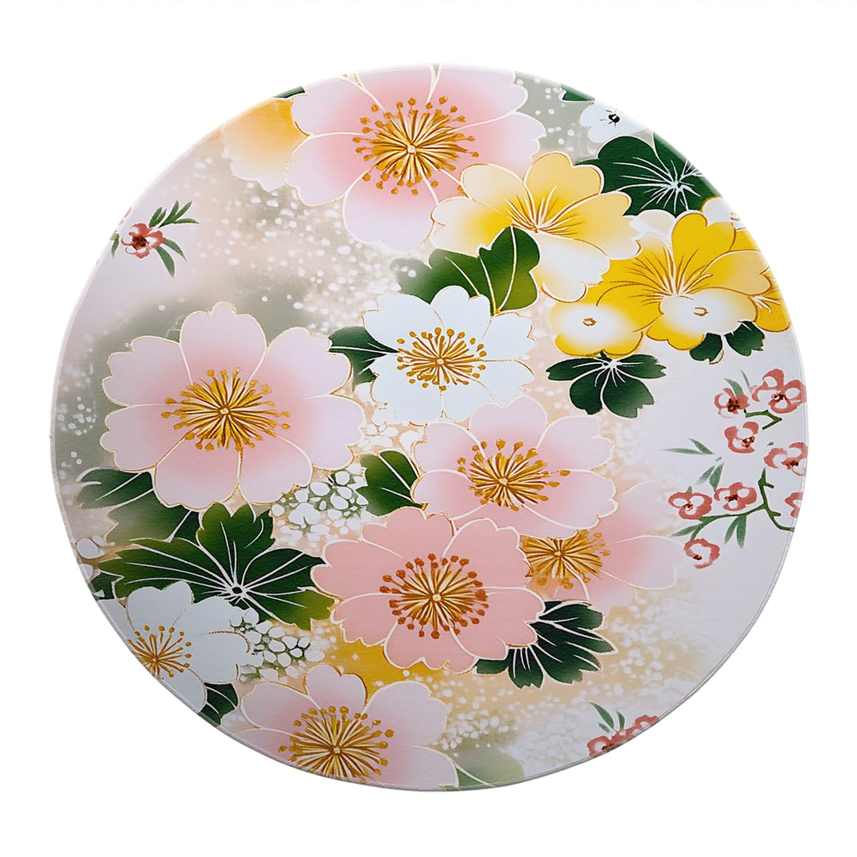 Tapis pivoine japonais lavable et antidérapant de 150cm pour salle à manger