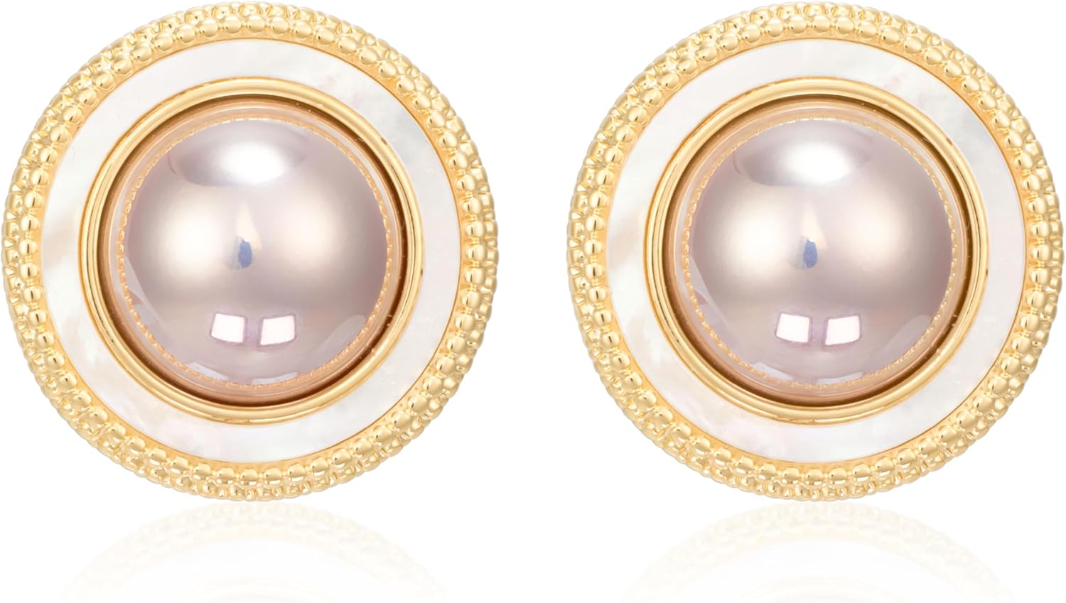 Big Pearl Stud Earrings for Women Faux Gold Large Pearl Earrings Studs