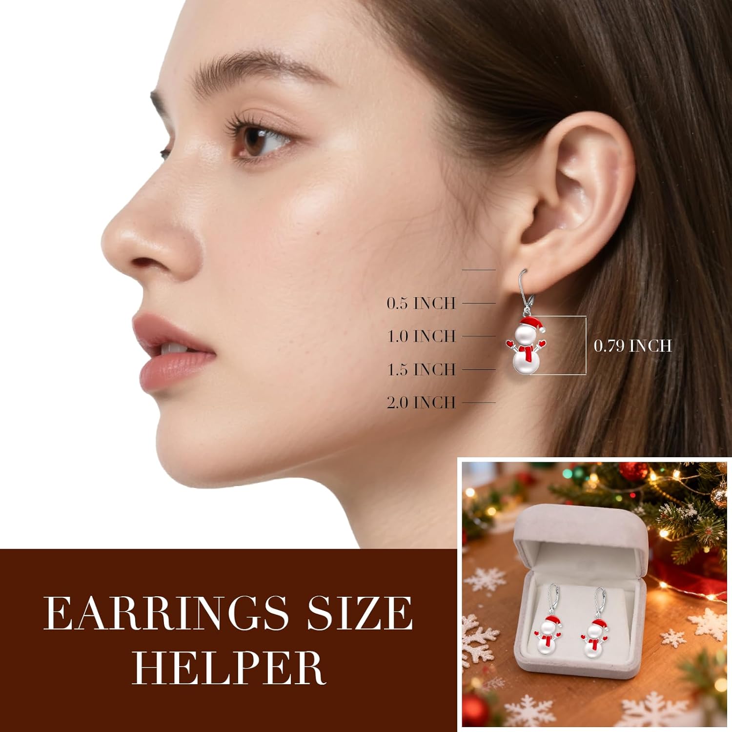 Christmas Snowman Earrings Pearl Snowman Earrings for Women Sterling Silver Winter Christmas Santa Red Hat Dangle Earring White Pearl Xmas Jewelry Holiday Gift