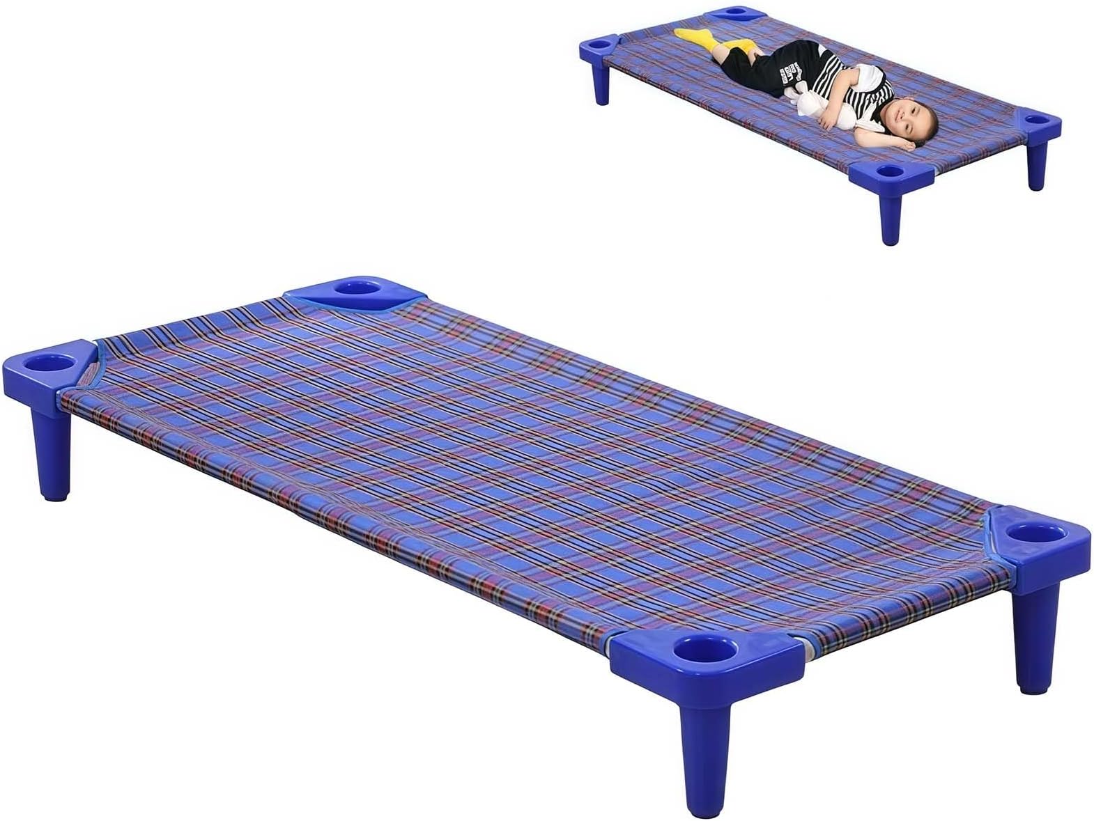 Stackable Toddler Naptime Cot, Sleeping Daycare Cots for Kids, Ready-to-Assemble, Space-Saving, Daycare Furniture, for Preschool Classroom, Nursery