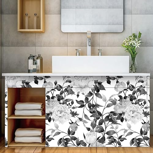 Miniatura 6 de Papel tapiz floral para despegar y pegar, papel tapiz autoadhesivo extraíble de vinilo con flores para decoración de dormitorio, pared del hogar