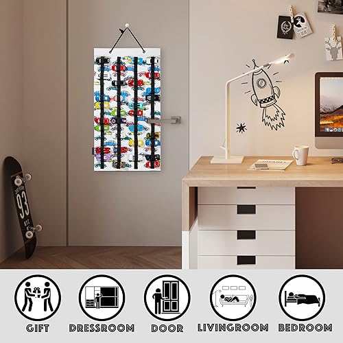 Miniatura 2 de HUHYNN Estuche de almacenamiento compatible con 60 ruedas calientes organizador colgante para coches de caja de cerillas vitrina de montaje en pared