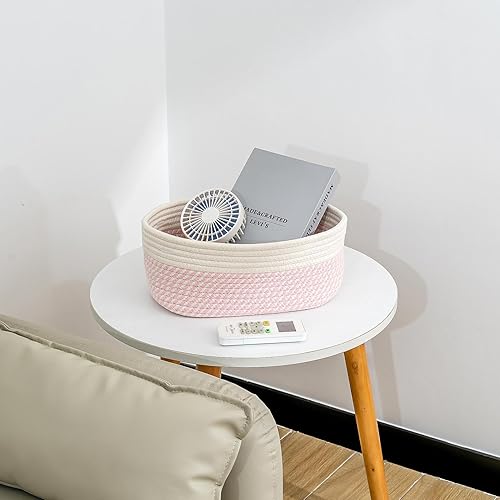 Miniatura 4 de CubesLand Cesta rectangular de organizaciónalmacenamiento, cestas tejidas de cuerda de algodón natural para organizar, cesta pequeña para niños,
