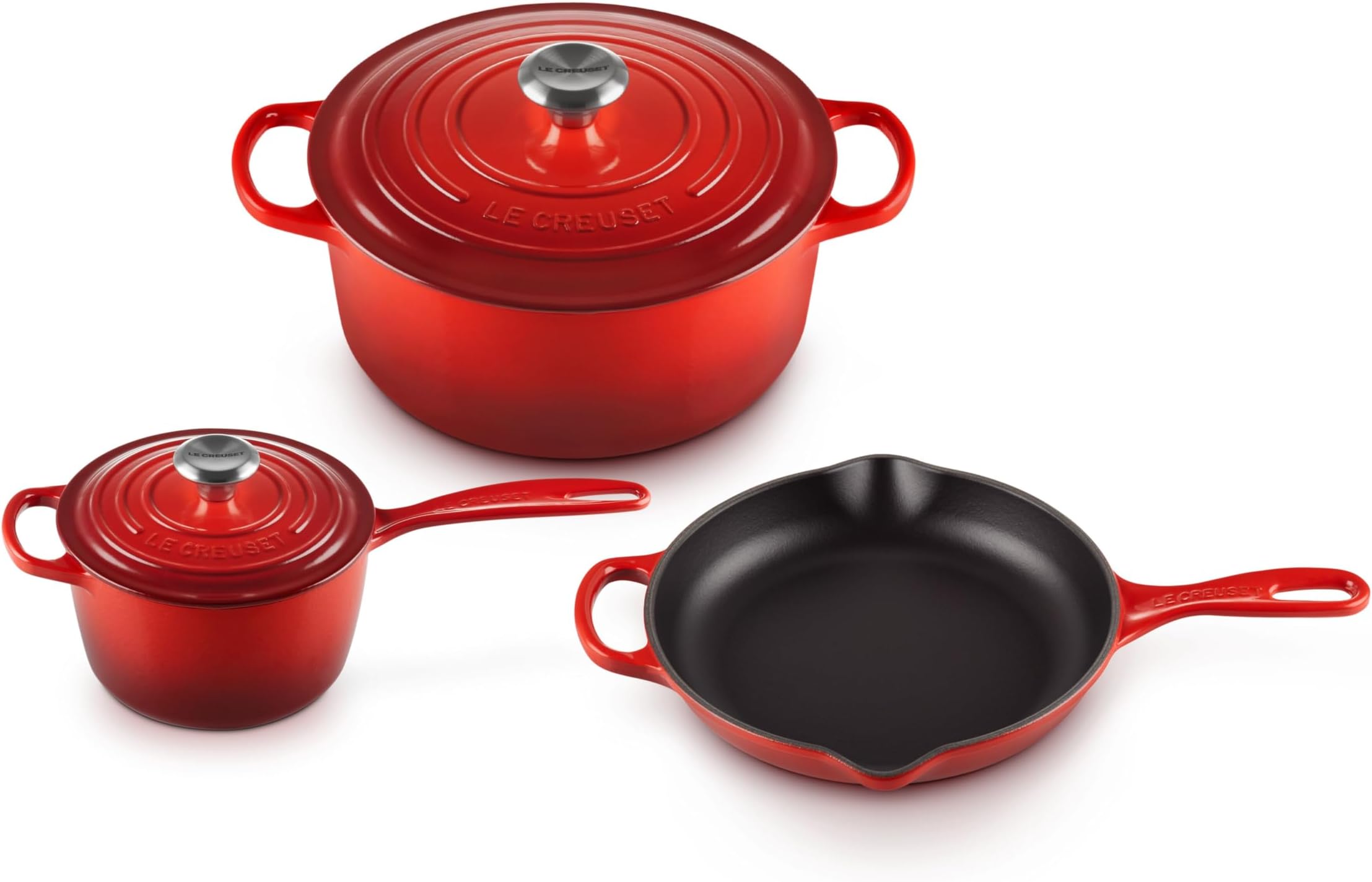 Enameled Cast Iron Signature Cookware Set, 5 pc, Cerise
