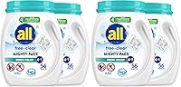 Vista 9 de All Mighty Pacs Detergente para Ropa Libre y Transparente Alivio de Olores, Envase, 56