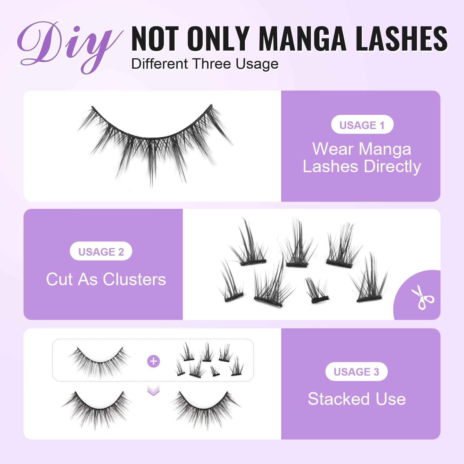 Parriparri Manga Lashes Natural False Eyelashes Spiky Eye Lashes Like Individual Clsuters Anime Asian Japanese Fake Eyelashes Dolly Wispy Fake Eyelashes for Cosplay (7 works) - Image 3