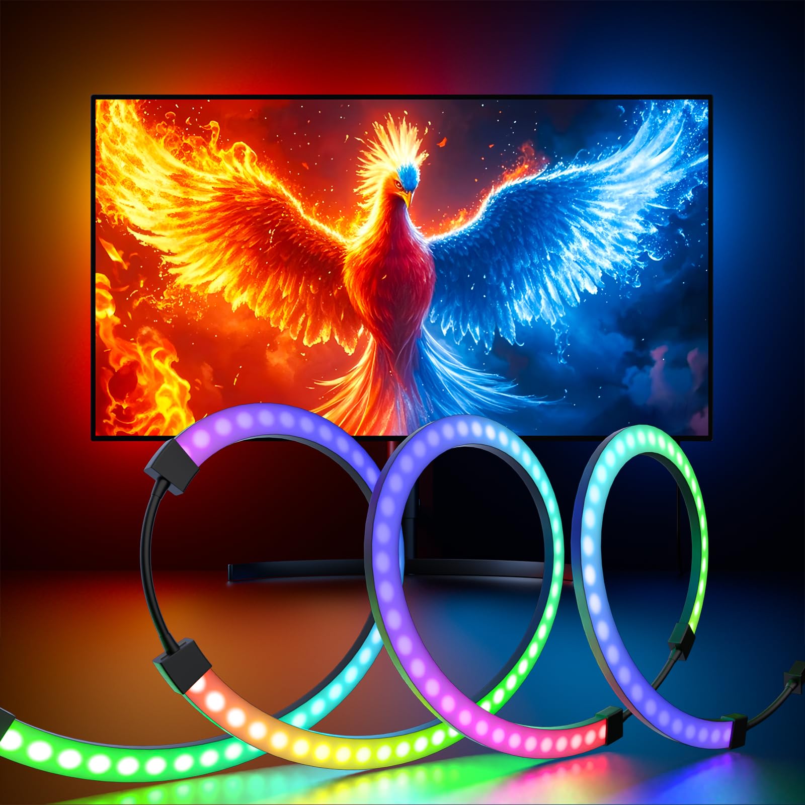 Monitor Backlight, Color Sync with 21-24 Inch Screen, USB Powered Ambient Lighting with Color Matching Software Compatible with Windows10 and Above