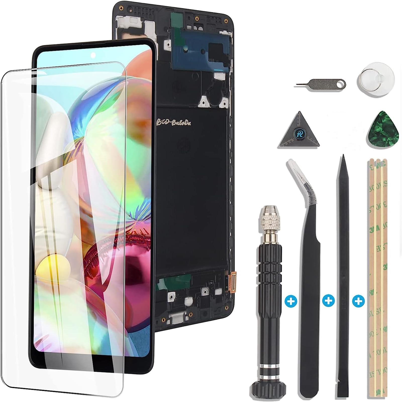Display for Samsung Galaxy A71 SM-A715F SM-A715F/DSN Screen Replacement LCD Touch Screen Internal Digitizer for Samsung Galaxy A71 Replacement Assembly with Tools Kit(Black with Frame)