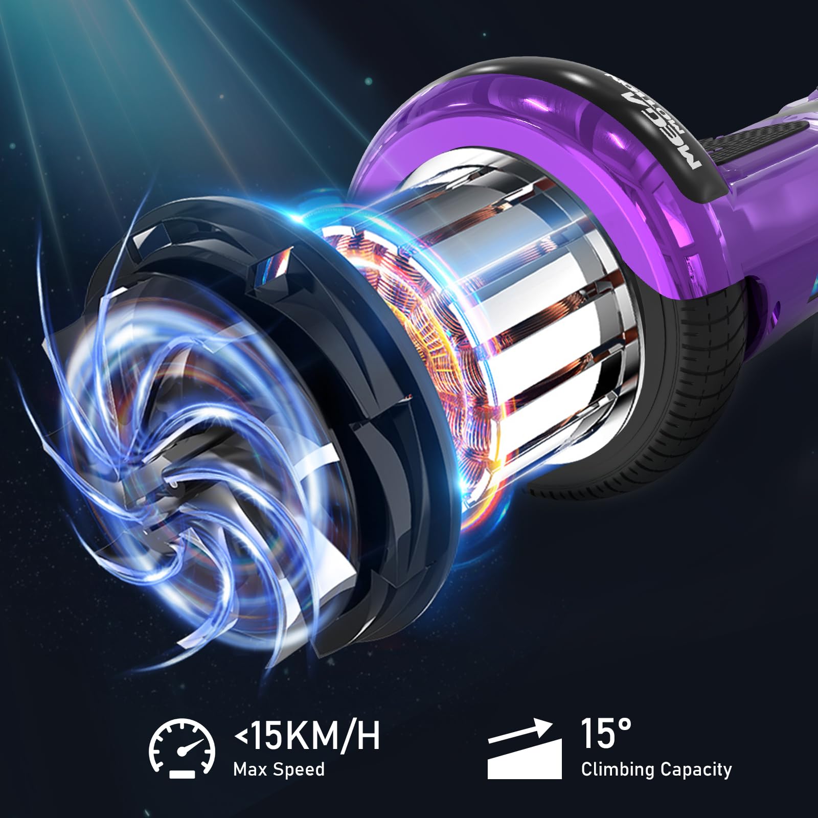 MEGA MOTION Hoverboards mit Hoverkart für Kinder, 6.5 Zoll Hoverboards mit Bluetooth Lautsprecher, mit LED-Leuchten, Geschenk für Kinder und Jugendliche
