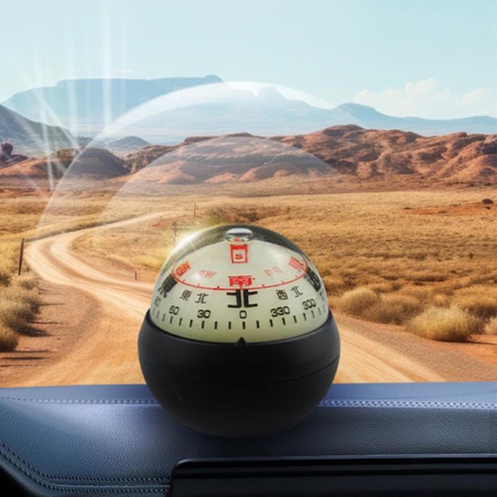 Boule Boussole pour Tableau De Bord Double Cadran Design Lumineux | Boule Boussole Réglable Pour Voitures, Bateaux, Véhicule, Extérieur, Navigation, Randonnée, Direction, SUVs,