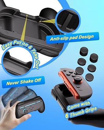 Joy-Con Grips for Nintendo Switch 2 (2025), 2 Pack Joycon Accessories for Multiplayer Game Friend Family Game Night Party, Larger SL SR Triggers Ergonomic Nintendo Switch 2 Joycon Grip & Thumb Grips