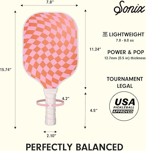 Miniatura 4 de Sonix Aprobado por USAPA Juego de 2 palas de pickleball Juego de pickleball de superficie de fibra de vidrio con 2 raquetas, 4 bolas y bolsa