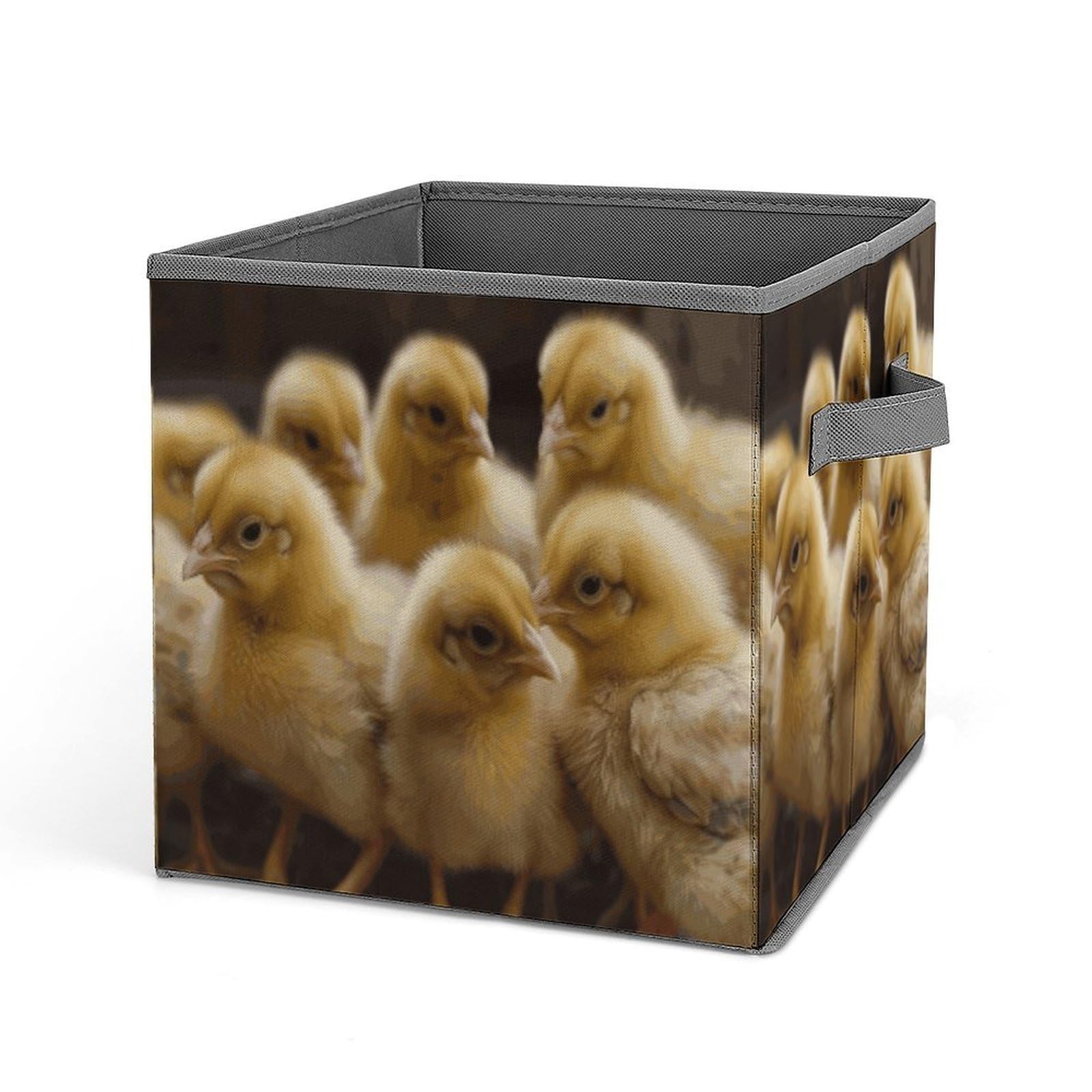 MUSM Little Chickens Foldable Storage Box Collapsible Fabric Organizer Large Capacity Folding Storage Bins with Handles for Home Bedroom Closet 10.6 X 10.6 X 10.6 Inches