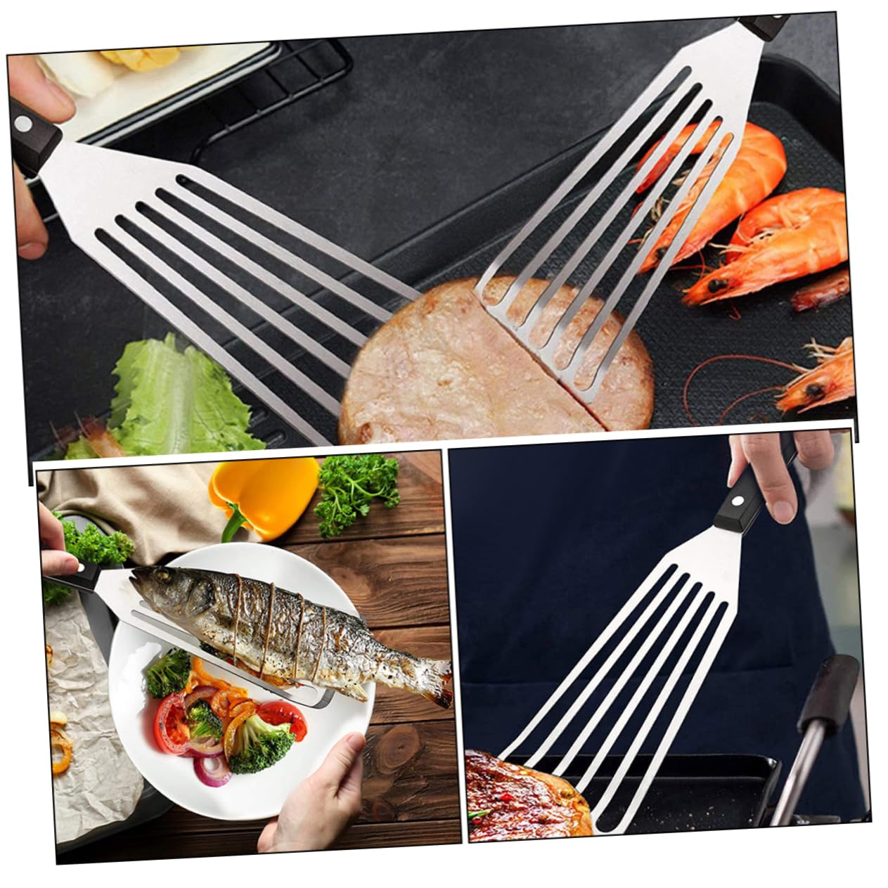 Toddmomy 8pezzi Spatola Acciaio Inossidabile Per Cucina Utensile Multifunzionale Per Steak Pesce e Hamburger Perfetta Per Ristoranti e Uso Domestico