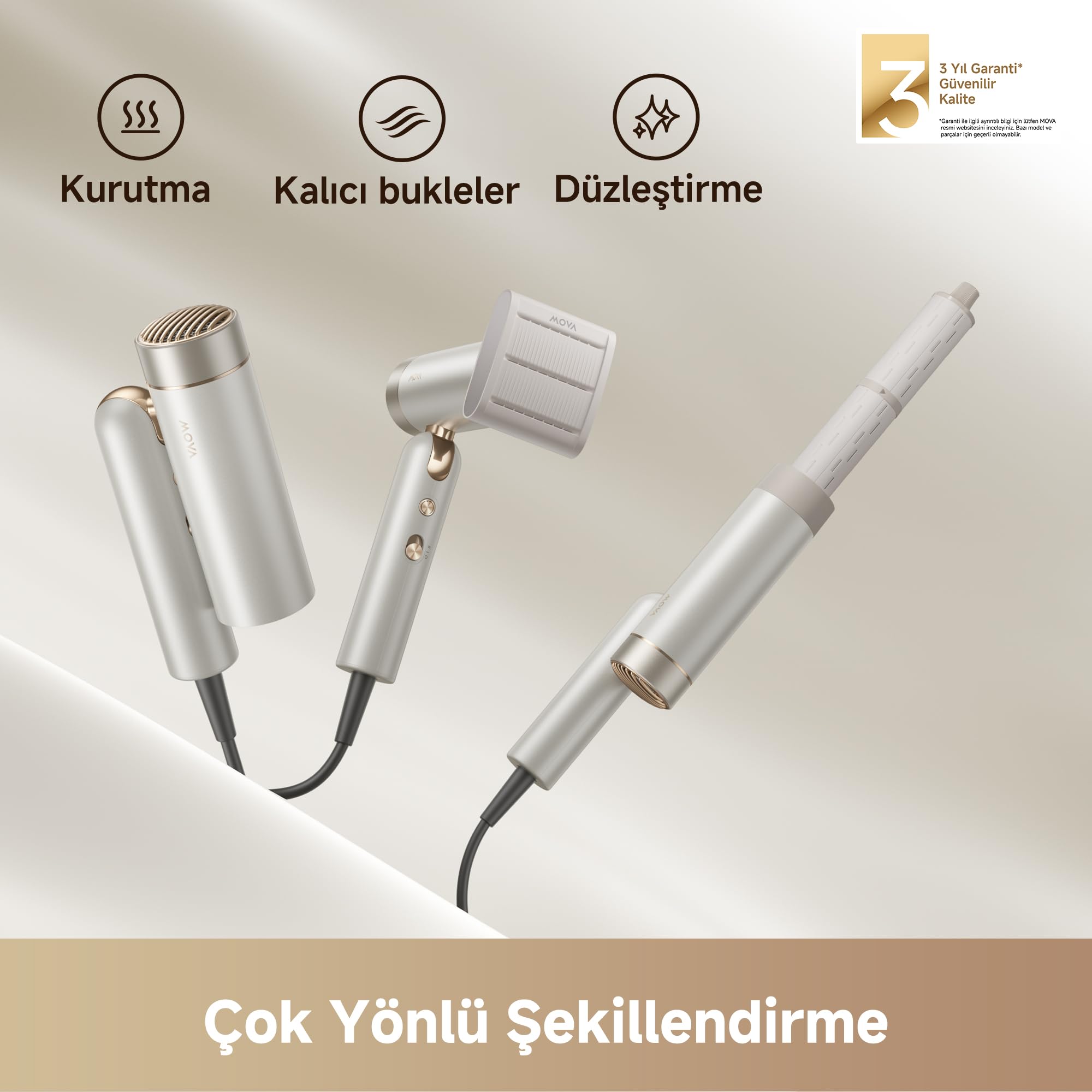 MOVA Flip 10 Yüksek Hızlı Saç Kurutma Makinesi, 300 g'lık Ultra Hafif Gövde, Bukle ve Düzleştirme için Çok Yönlü Şekillendirme, 300 Milyon Negatif İyon, 3 Yıl Garanti