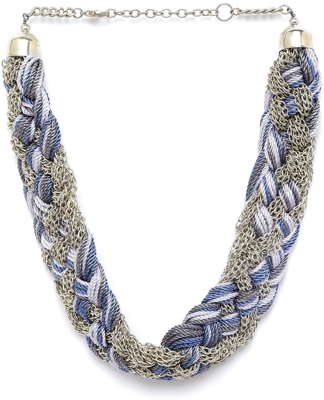 Blue Grey Braided Necklace-image-22