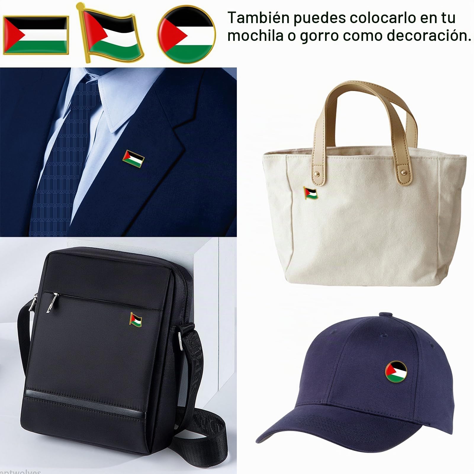 Insignias de la Bandera Palestina, Alfileres, Broches y Pines Esmaltados