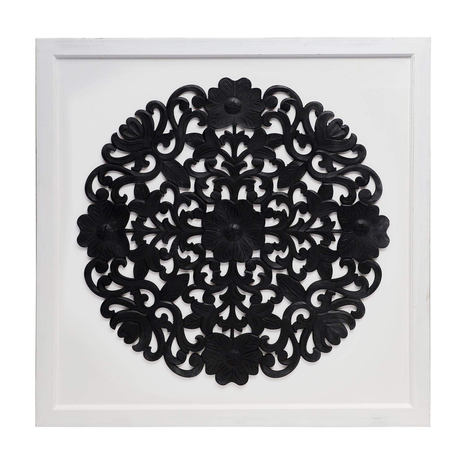 Menzzo Venezia - Cabecero de Cama, Madera, Color Negro, 140 x 3,5 x 140 cm