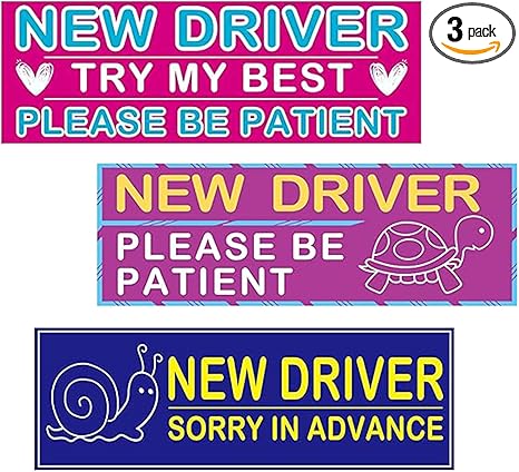 3PCS New Driver Magnet for Car, Reusable Reflective Student Driver Magnet, Safety Warning Sign Car Bumper Stickers, Funny Removable New Rookie Magnetic Stickers for Students and Novices
