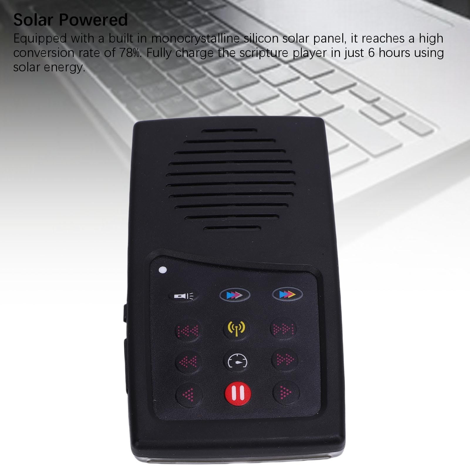 Tosuny Lettore Biblico Audio Solare Portatile con Francese Spagnolo KJV NIV Radio FM Batteria a Lunga