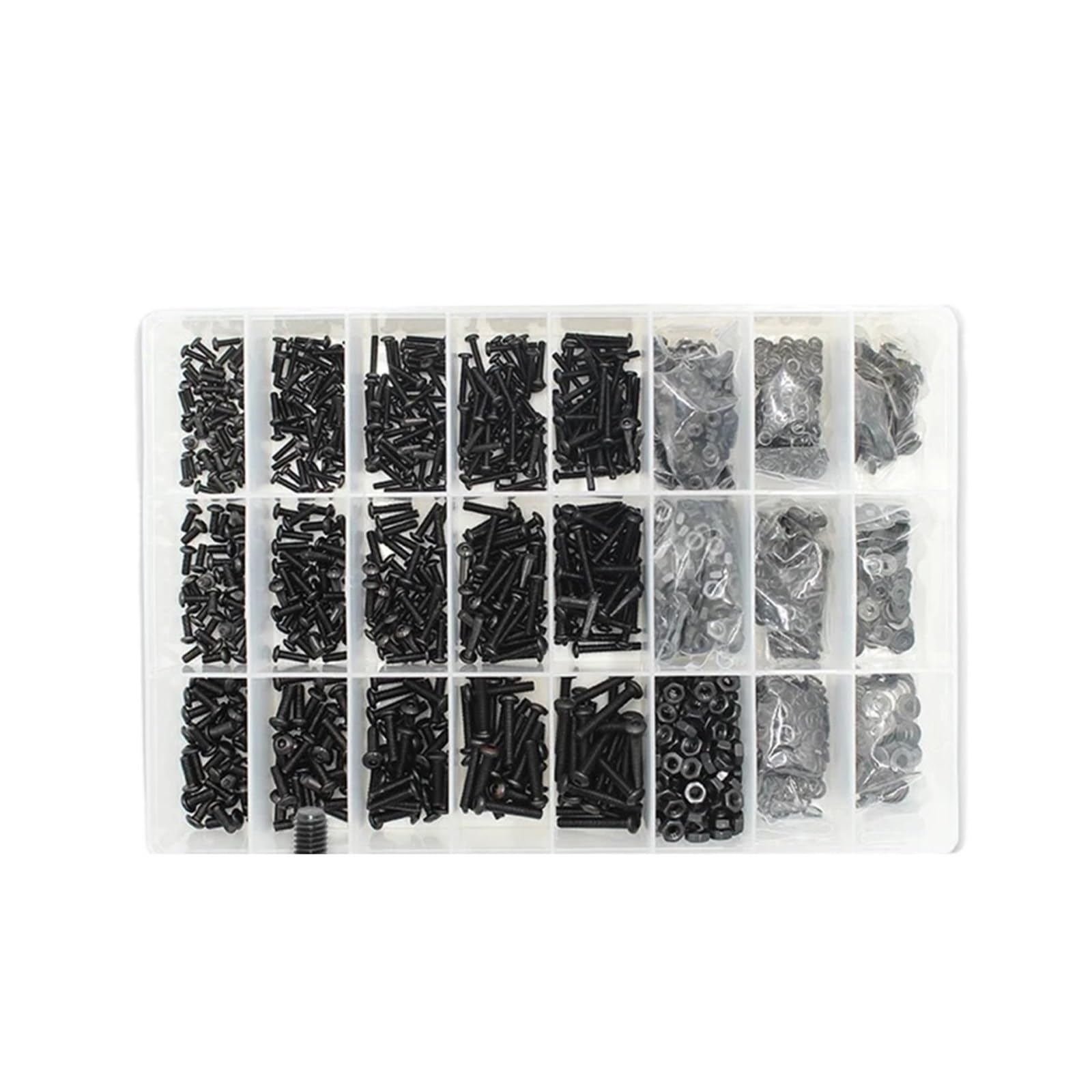 2510 Pcs M2 M2.5 M3 M4 M6 Hex Socket Round Button Head Screws, Nuts and Washers Kit, Grade 10.9 ISO7380 Allen Drive Fasteners Assortment(M2M2.5M3 2510pcs)