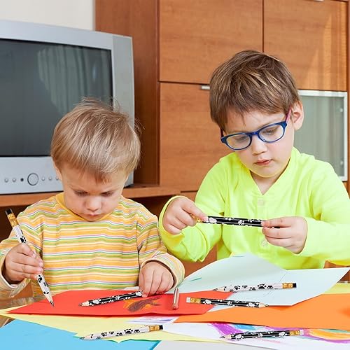 Vista 6 de Whaline 48 lápices cortos de pata de perro con borradores, lápiz de escritura de huellas blancas y negras, bonitos lápices de madera para premio