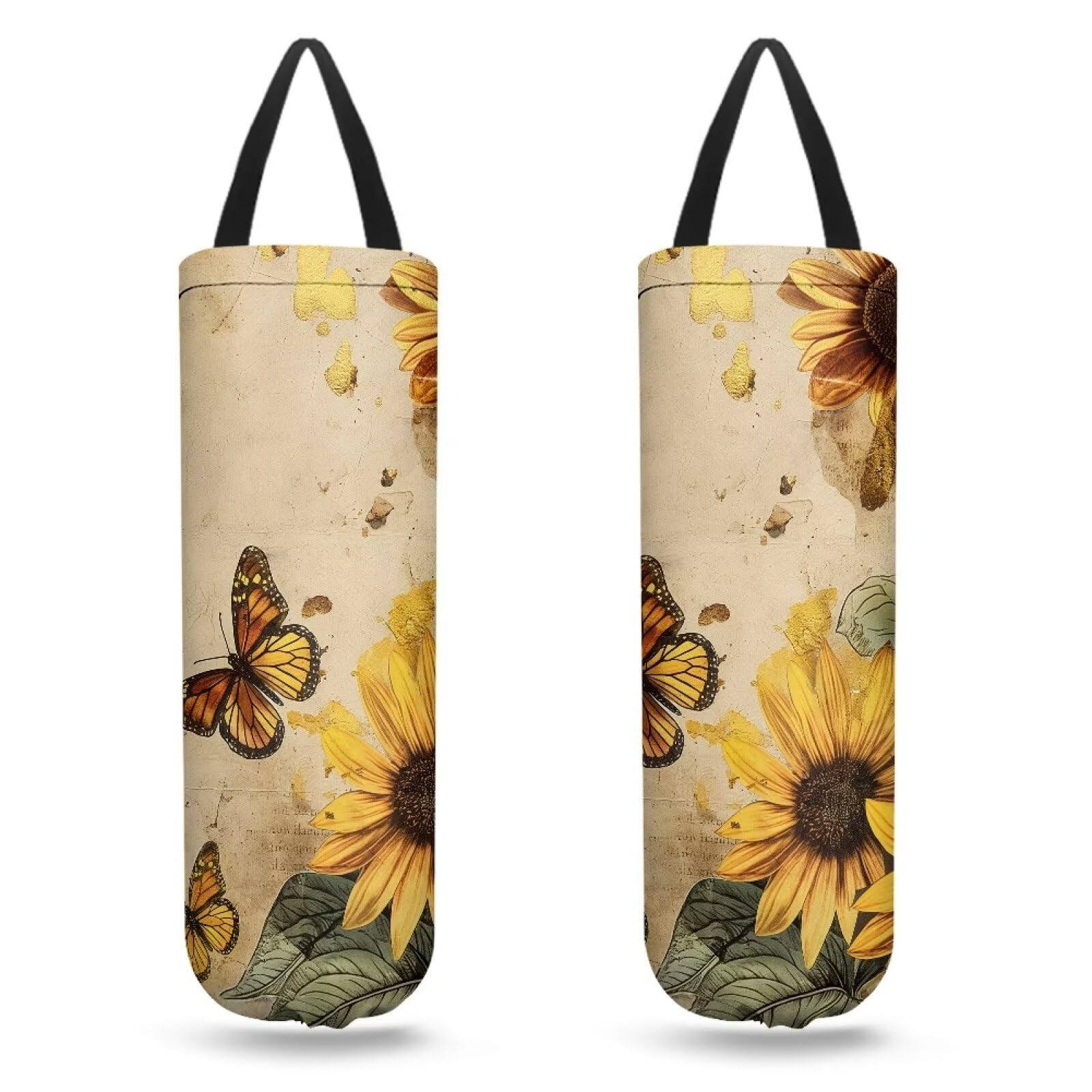 Fuojuvelie Sunflower Plastic Bag Organizer 2 Pack Large Plastic Bag Organizer Dispenser Reusable Grocery Bag Holder for Home Kitchen Pantry Decor
