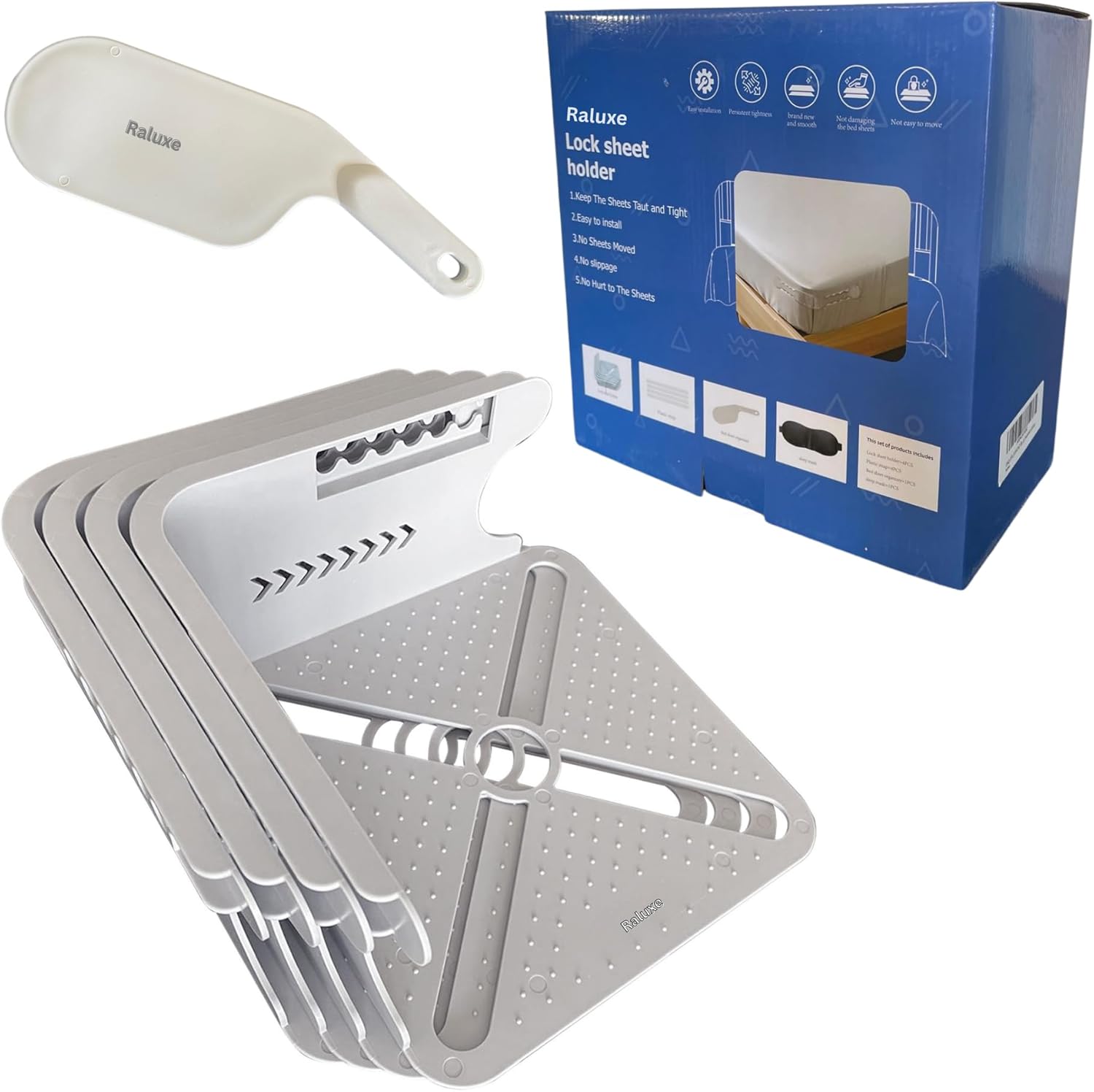 Open Corner Bed Sheet Holder with Lock Strips, Heavy Duty Clips with Enhanced Straps, Keep Sheets Firm and Tight