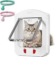 HIDROSIL Cat Door with Magnetic Collar Sensor & 4 Locking Modes - Easy Install Indoor/Outdoor Pet Flap, White 11.5x9 Inch