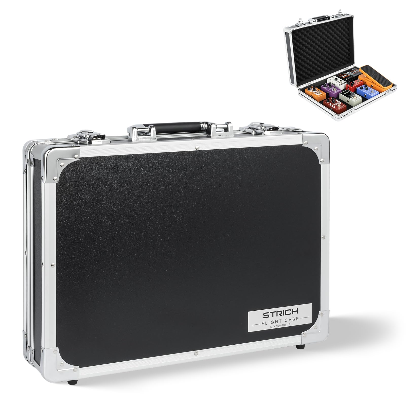 STRICH Standard 45,7 cm Gitarren-Multieffekt-Pedalkoffer, 46 x 31 x 11 cm