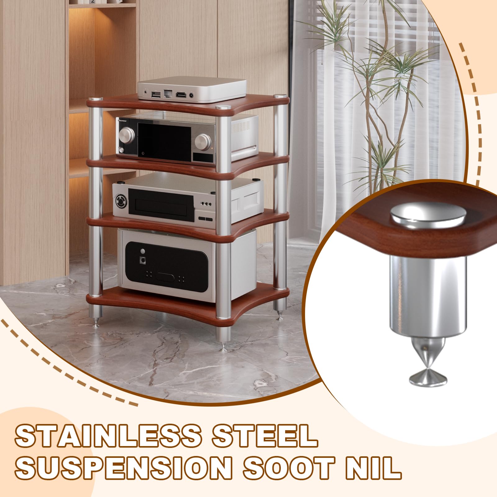 HiFi Rack Audio Regal Medienständer | TV Rack, Entertainment-Center, Schallplattenständer, Für Verstärker