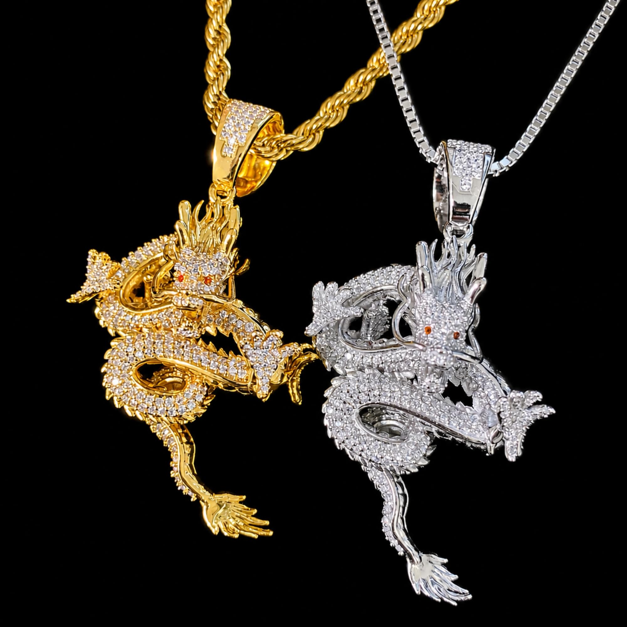 ICEDIAMOND BORN TO RISE Drachen Anhänger Halskette für Herren
