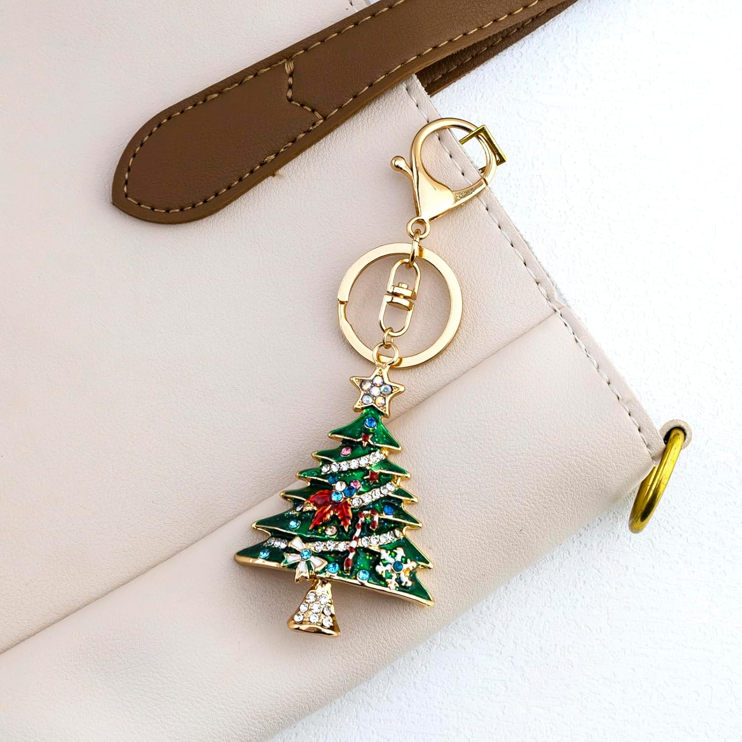 Christmas Tree Keychain Rhinestone Keychains Christmas Purse Charms For Women Girls Friends Merry Christmas Birthday Purses Charms For Handbags - Image 4