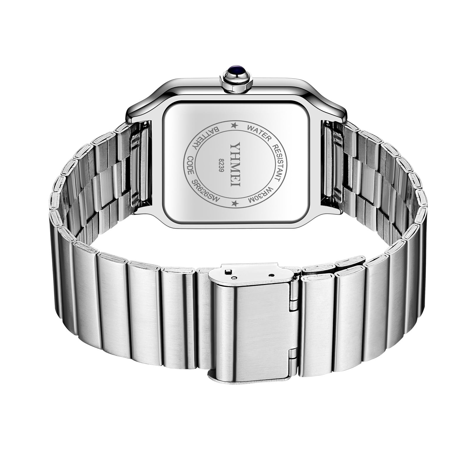CARLIEN Orologio da polso unisex, classico, quadrato, numeri romani, argento, analogico, impermeabile, cinturino in acciaio inox, visualizzazione della data, orologio da polso casual