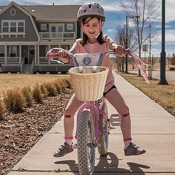 ⭐️Jhemaoi 子ども自転車用 手編みかご バスケット ベル ピンク キッズ ⭐️Jhemaoi 子ども自転車用 手編みかご バスケット ベル ピンク
