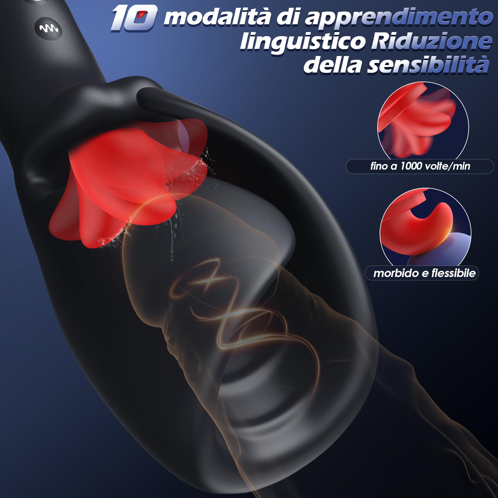 Giocattoli erotici per uomini - Vibratore: masturbatore dal design aperto, dotato di 10 modalità di stimolazione e vibrazione, masturbatore realistico in silicone per uomini controllabile tramite app