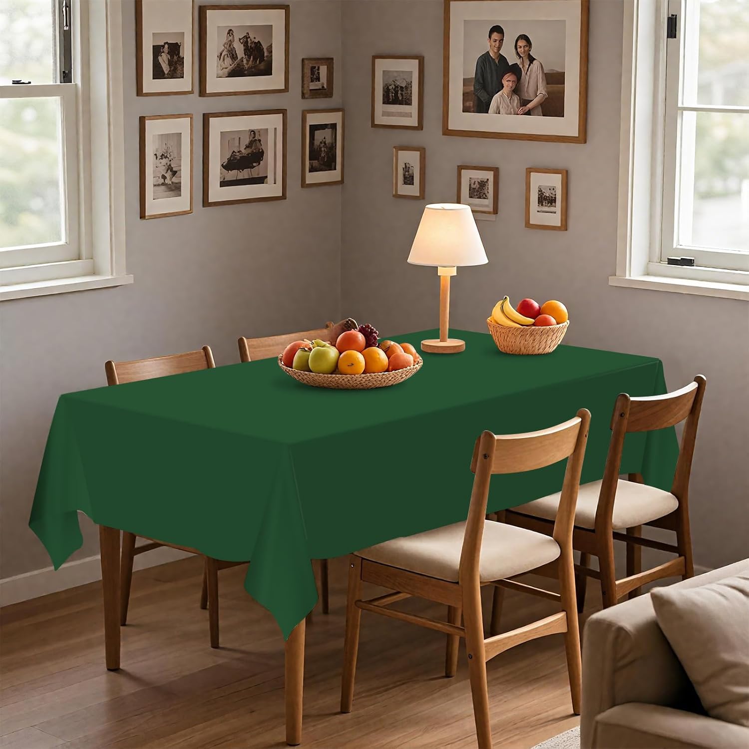 54IN X 160FT Plastic Table Cover Roll with Cutter Box, Cut to Size Plastic Table Cloths for Parties, Birthday, Disposable Tablecloth Roll for All Shape Tables (Green, 54 Inch X 160 Feet)