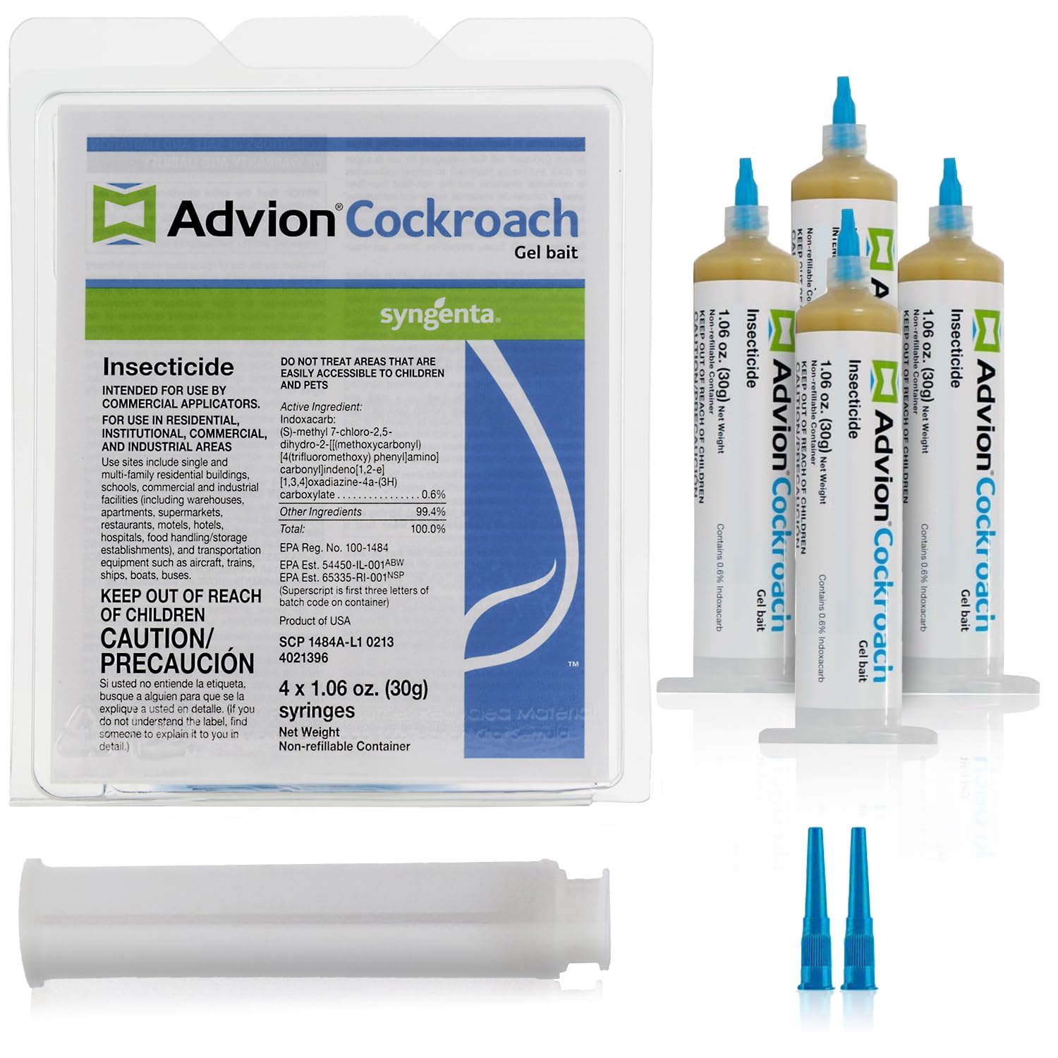 advion cockroach gel bait 4 tubes x 30-grams 1 plunger and 2 tips german roach insect pest control indoor and outdoor use roach killer gel for american german and other major cockroach species