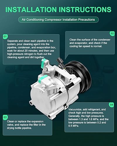 Miniatura 1531 de SCITOO Compresor de CA para 2012-2014 para Ford Edge 2.0L para Ford Explorer 2.0L