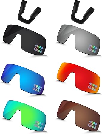 Bowyer 6 Pieces POLARIZED Replacement Lenses & Nosepads for Oakley Sutro OO9406 Sunglasses - Black + Titanium Mirror + Surf Blue Mirror + Fire Red Mirror + Jade Green Mirror + Brown