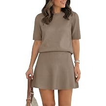 Saodimallsu Womens Lounge Sets Short Sleeve 2 Piece Mini Skirts Sweater Set