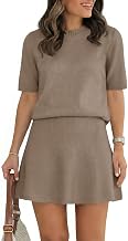 Saodimallsu Womens Lounge Sets Short Sleeve Sweater Summer Outfits 2 Piece Skirt Sets Mini Skirts Knit Sweater Set