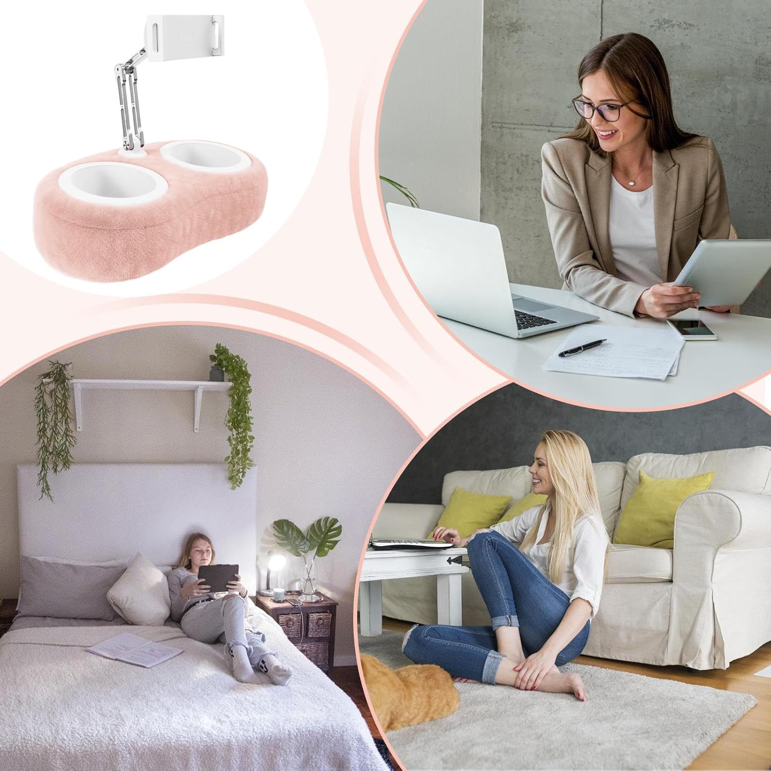 Ancsttu ベッド用 タブレットピロースタンド - 机用スマートフォンホルダー,回転式タブレットホルダー ベッド・ソファ・机で使