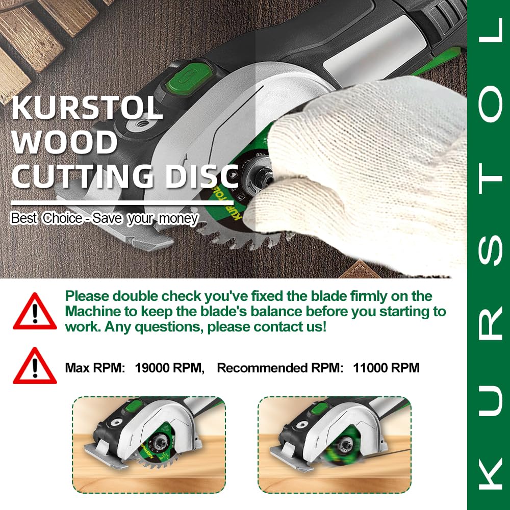 Wood Cutting Circular Saw Blade - KURSTOL TCT Circular Cutting Blade3(75mm)*5pcs 24T Cut Off Wheel for Wood Plastic Arbor 7/16"(11.12mm) with a Washer 3/8"(9.5mm)