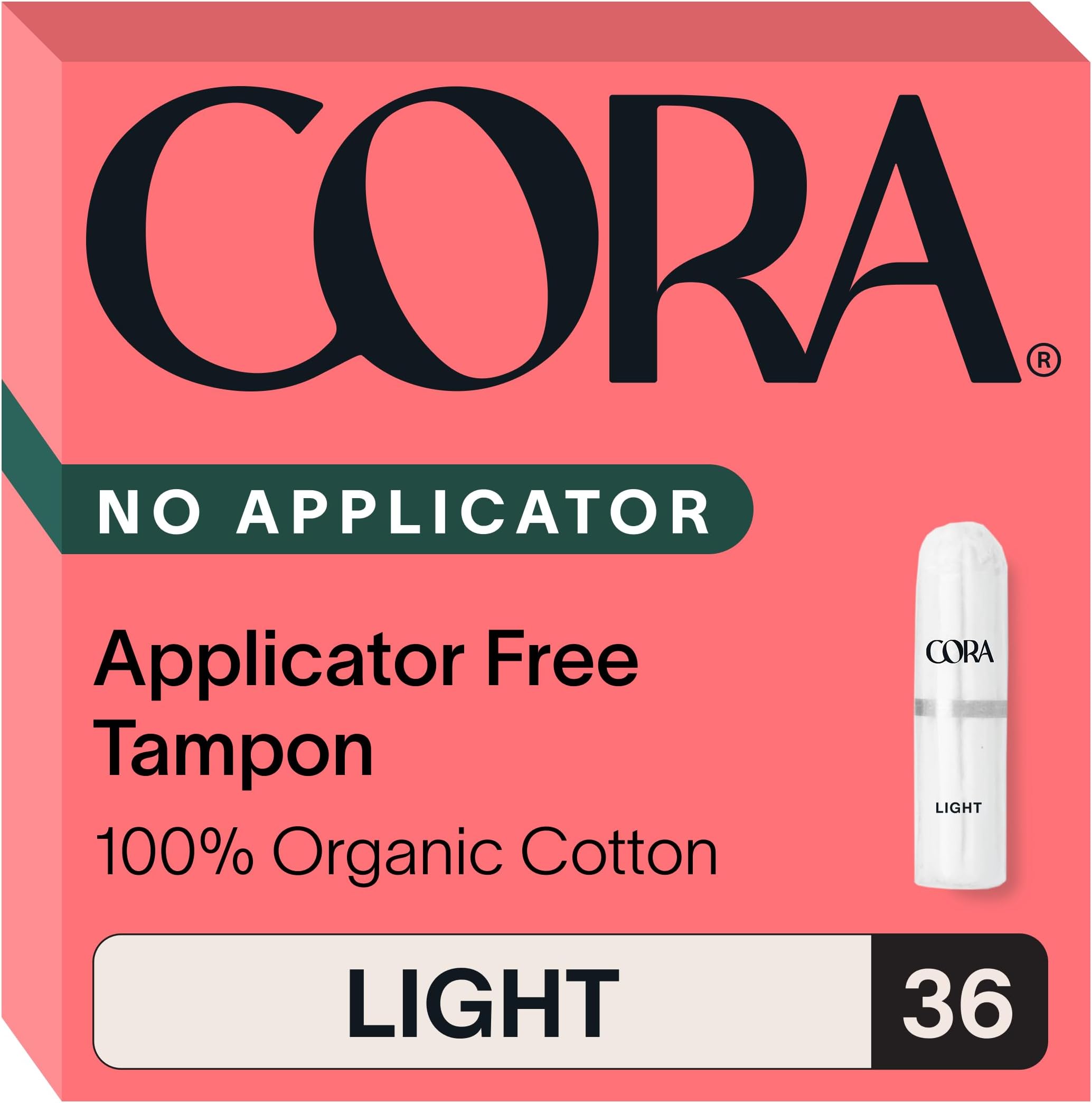 100% Organic Cotton Non-Applicator Tampons (36 Light Tampons)