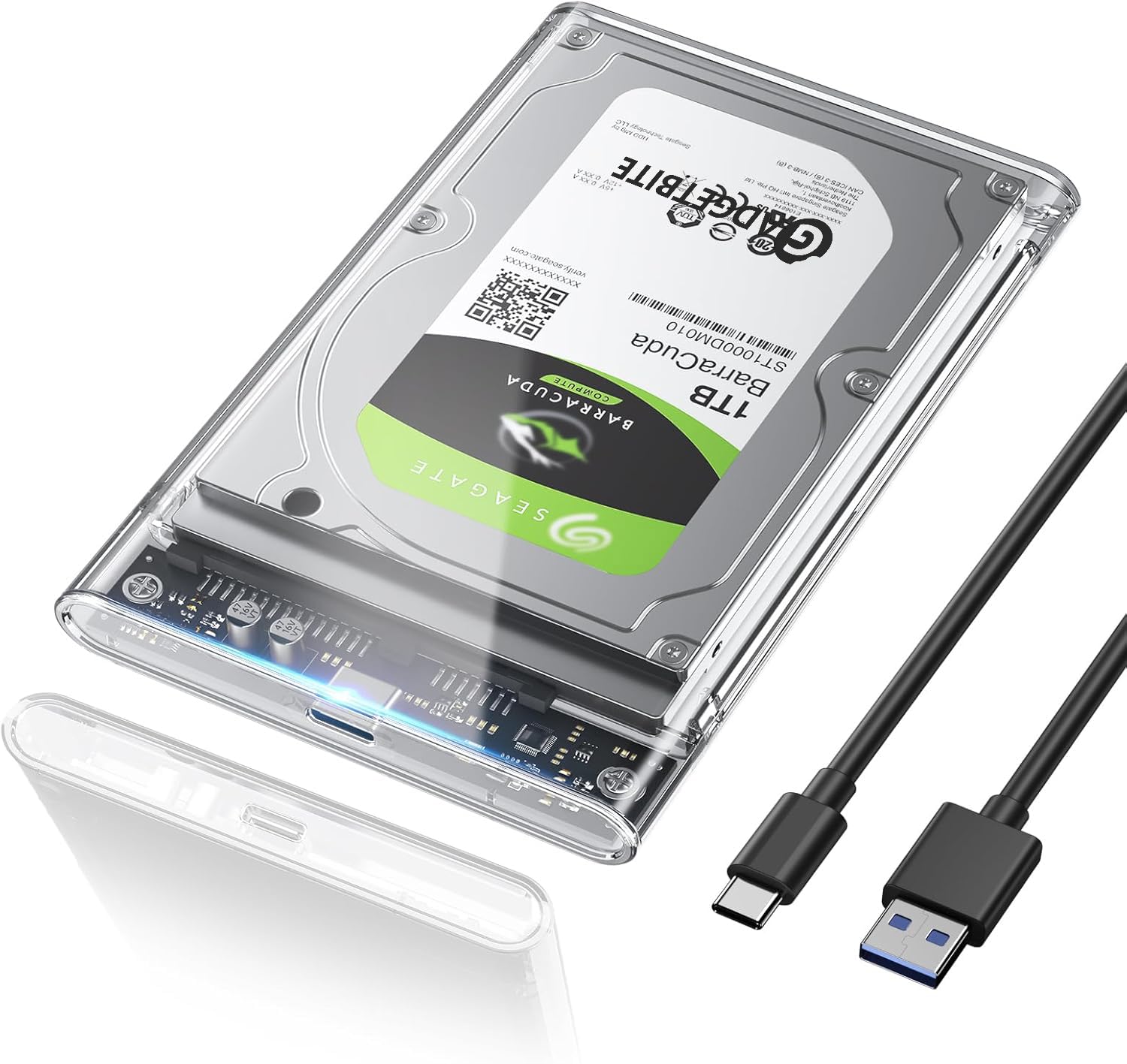 Gadgetbite SSD Enclosure Case SATA to USB C 3.1 HDD 2.5 inch External Hard Disk Connector With Fast Charging Speed Up to 5 Gbps and Up to 4TB Storage Capacity Compatible With 2.5 SSD HDD - Transparent-image-43