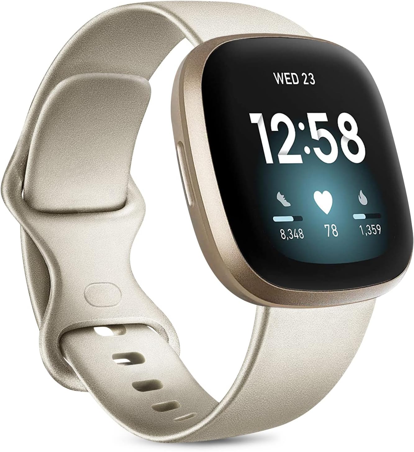 Bands Compatible with Fitbit Versa 3 Bands for Women Men, Soft Silicone Accessories Wristbands Replacement for Fitbit Sense/Fitbit Versa 3 (gold, Small)