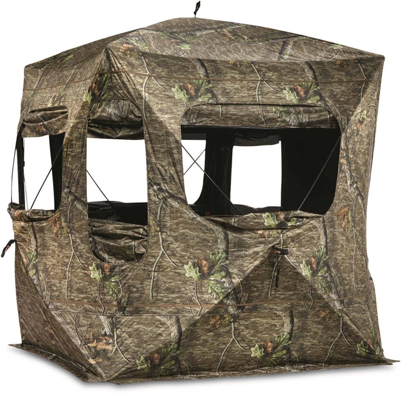 Guide Gear Field General 4-Star Hunting Ground Blind with Snow Support Pole, 1 Man Person Tent, Turkey, Duck, Deer Hunting Gear Equipment Accessories Mossy Oak Country Roots